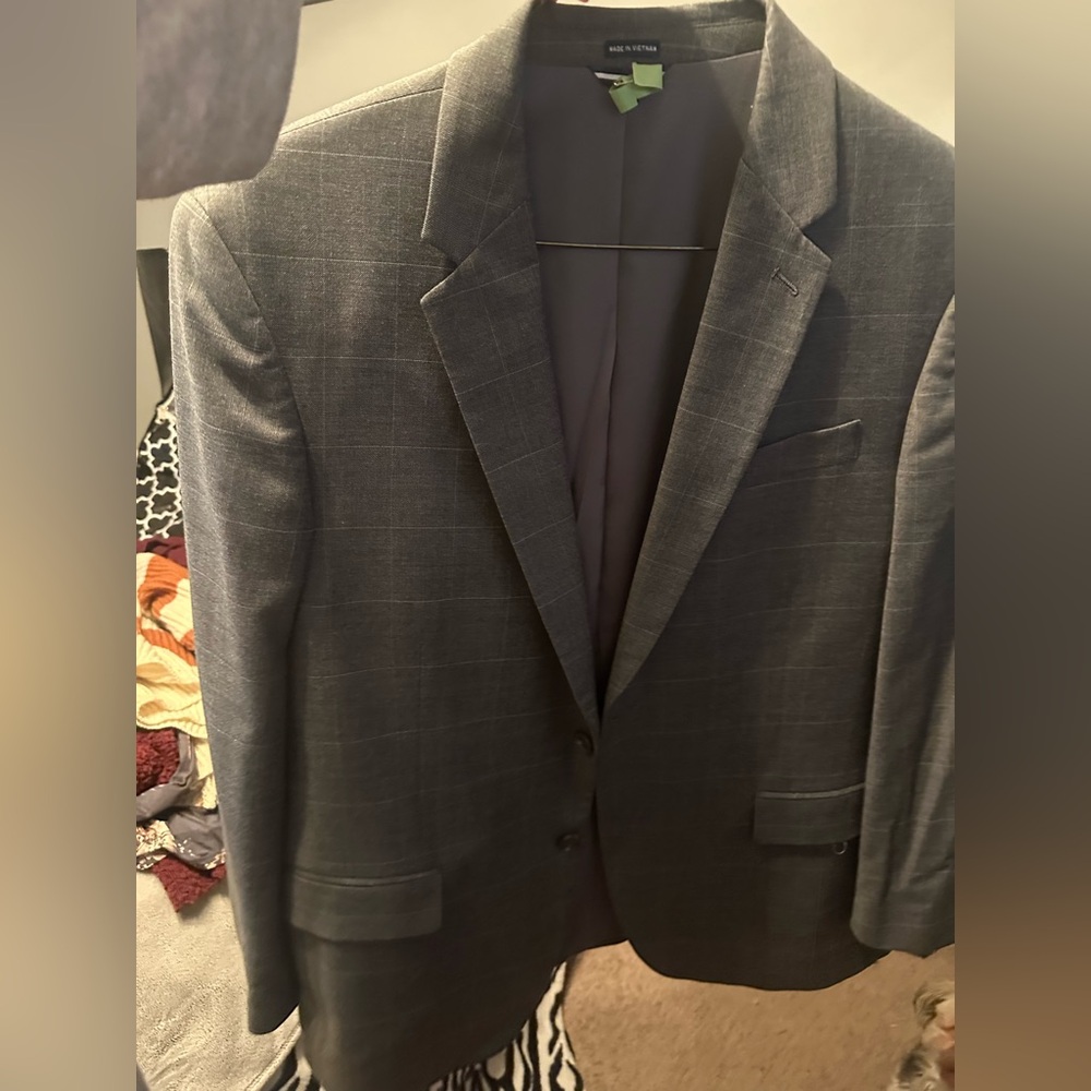 Saddlebred Suit (coat) 44R- Like New - gray pinstripes.